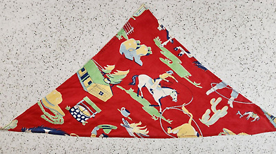 Vintage 1950’s Bandana Neckerchief Triangle Cowboy Western Horse Red Scarf Child