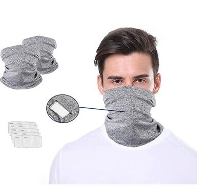Yirun Neck Gaiter With Safety Carbon Filters, Bandanas, Outdoor, Grey, 12 pcs