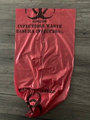 10 Gallon Biohazard Bag for Infectious Waste Trash Liners, Red, Set of 50