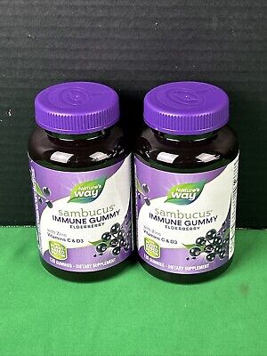 2 Nature’s Way Immune Support Sambucus Elderberry Gummies 120 Ct Ea EXP 05/26