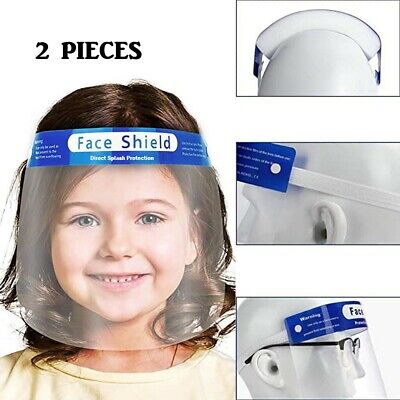 2X KIDS FACE SHIELD BOYS GIRLS ANTI SPLASH FACE MASK CLEAR PLASTIC Anti Fog Mask