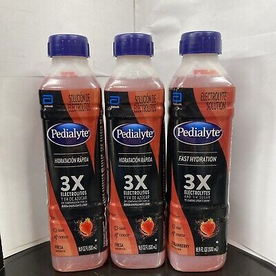 3X Bottle Pedialyte Advanced Rehydration Electrolyte Solution 16.9 Oz Strawberry