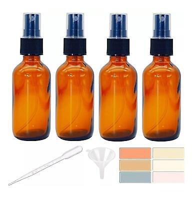 4 Pack 2 Oz Amber Small Glass Spray Bottles Empty Spray Bottle for Hair