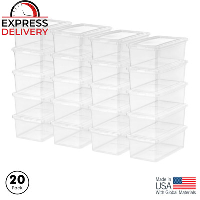 5 Qt. Plastic Storage Bins with Lids, Clear, Stackable Totes, Containers 20Pk