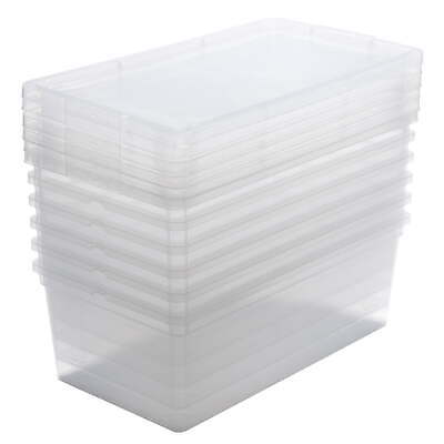 6 Pack Plastic Stackable Storage Bins with Lids in Clear