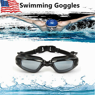 Adult Swim Goggles Adjustable Waterproof Anti-Fog UV Swimming Glasses + Ear Plug