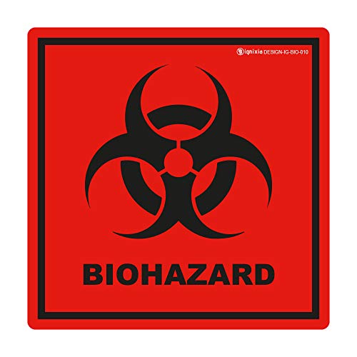 Biohazard Stickers- 5.5" x 5.5" Biohazard Labels (Pack of 10) - UV Coated Label- Biohazard Warning Sign for Labs, Hospitals and Industrial Use Universal Biohazard Symbol by Ignixia (10)