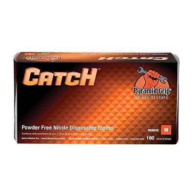 CAT455 Catch 8 mil Nitrile Powder Free Gloves (Orange, Medium) (Pack of 10, 1...