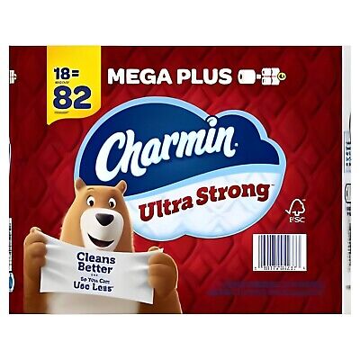 Charmin 18 Mega Value Plus Rolls Ultra Strong Sheets Toilet Paper, Rolls, 2-ply