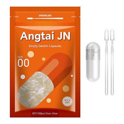 Clear Empty Gelatin Pill Capsules Size 00 Kosher Gel Caps Gluten-Free with Spoon