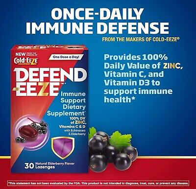 Cold-Eeze Defend-Eeze Immune Support 30 Lozenges Natural Elderberry