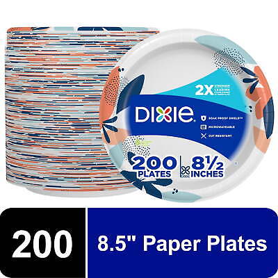 Dixie Everyday Disposable Paper Plates, 8.5", Multi-Color, 200 Count