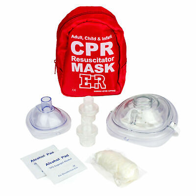 Ever Ready First Aid Adult and Infant CPR Mask Combo Kit with 2 Valves