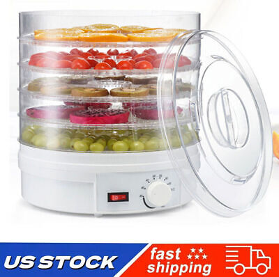 Food Dehydrator Adjustable Temperature Beef Jerky Machine w/ 5 Stackable Tray #