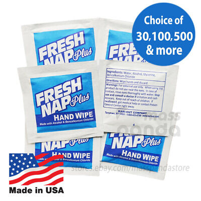 Fresh Nap Plus 80% Alcohol Antiseptic Moist Towelette/Wipes Individually Wrapped
