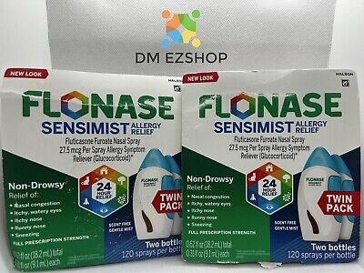 LOT OF 2 FLONASE SENSIMIST Allergy Relief 120 Sprays, Twin Pack. Exp. 03-04/2027