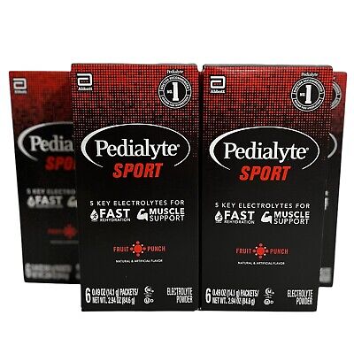 Lot Of 5 PEDIALYTE SPORT FRUIT PUNCH ELECTROLYTE POWDER PACKETS SOLUTION