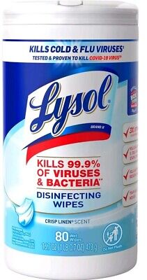 Lysol Disinfectant Wipes Crisp Linen Scent 80 Count Canister