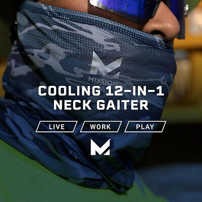 Mission Black Cooling Neck Gaiter Multifunctional 6 in 1 Face Neck Cover UPF 50