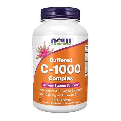 NOW Foods Supplements, Vitamin C-1000 Complex with 250 mg of Bioflavonoids, Buffered, Antioxidant Protection*, 180 Tablets