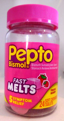 Pepto Bismol Fast Melts 24 Soft Chewable Tablets Berry Nausea & Diarrhea Relief
