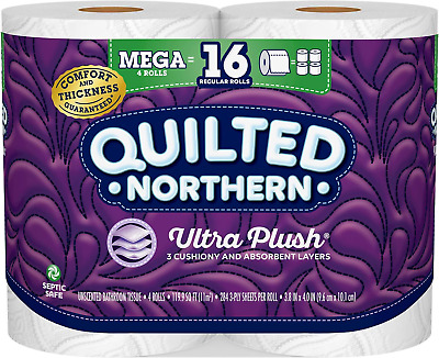 Quilted Northern Ultra Plush Toilet Paper, 32 Mega Rolls = 128 Regular Rolls, 3X