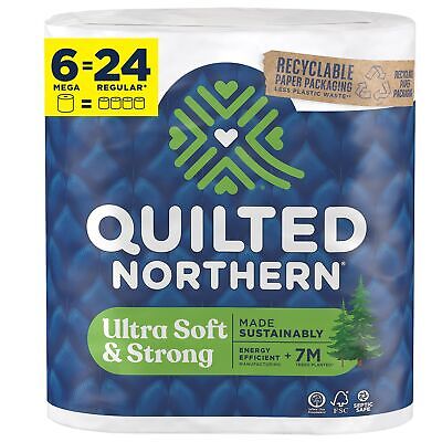 Quilted Northern Ultra Soft & Strong Toilet Paper, 6 Mega Rolls = 24 Regular ...