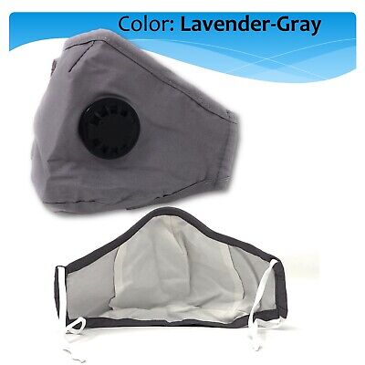 Reusable Washable Cloth Face Mask Breathing Valve PM2.5 Carbon Filter NEW COLORS