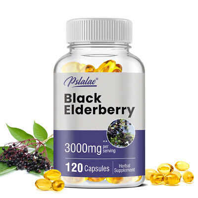 Sambucus Black Elderberry Capsules 3000mg-Enhance Immunity, Non-GMO, Gluten Free