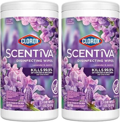 Scentiva Wipes Lavender & Jasmine Scent By Clorox, 75 Ct - 2 Pack