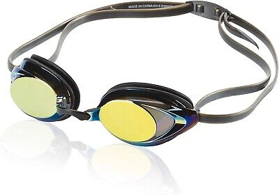 Speedo Unisex-Adult Competitive Swim Goggles Mirrored Vanquisher 2.0 Deep/Gold