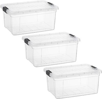 Superio Clear Storage Bins with Lids, 3 Pack- Plastic Storage Boxes - 3.5 Quart