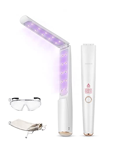 UV Light Sanitizer Wand, Portable UVC Light Disinfector Lamp Chargable Foldable UV Wand for Home Hotel Travel with 20 UV-C LED Beads
