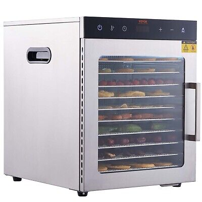 VEVOR 10 Trays Food Dehydrator Machine Stainless Steel 800W Jerky Fruit Drying