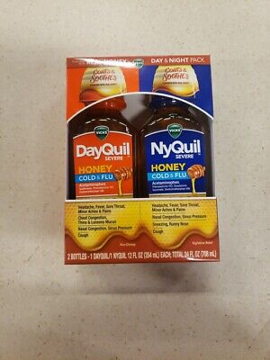 Vicks DayQuil & NyQuil Honey Cough, Cold and Flu Medicine, 12oz per bottle