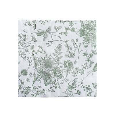 White Sage Green 20 Floral Design 13" x 13" Dinner Paper Napkins Party Events