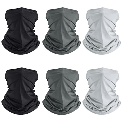 Geyoga 6 Pieces Summer UV Protection Cooling Neck Gaiter Face Clothing Neck Gaiter Mask Scarf Sunscreen Breathable Bandana(Classic Color)