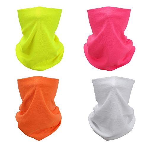 SMEHCF 4 Headband Bandana Balaclava Half Face Mask Shield Head Hair Scarf Neck Gaiter Hat Multipurpose for Women Men Breathable Reusable Washable Pure Color White Neon Yellow Pink Orange