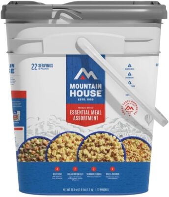 Mountain House Essential Bucket|Freeze Dried Backpacking&Camping Food|22 Serving