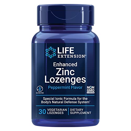 Life Extension Enhanced Zinc Lozenges, zinc Acetate, Optimal Immune Support, Strong Immune Response, Ionic zinc, Non-GMO, Gluten-Free, Vegetarian, 30 lozenges