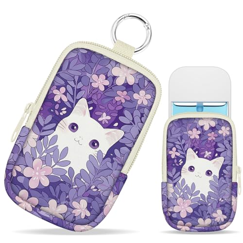 Mcapirivo Cat Hand Sanitizer Spray Case, Cute Hand Sanitizer Holder Zippered Pouch, Fashion Accessory with Snap Hook for Glow Mist and Power Mist 1FL OZ