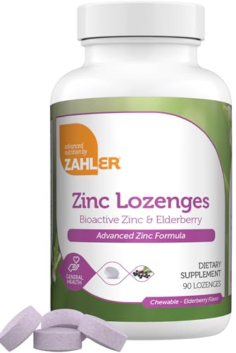 Zahler Elderberry Zinc Lozenges for Adults & Kids - Delicious Chewable Zinc & Sambucus Elderberry Lozenges for Immune Support - Kosher, Made in USA - Zinc Supplements for Men & Women (90 Count)