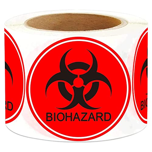 Biohazard Stickers Sign 2 Inch Waterproof Biohazard Warning Hazard Labels Use for Labs Hospitals and Industrial- 250 Pcs Use Universal Biohazard Symbol Sticker Decals