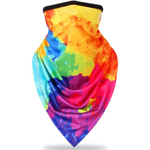 Bandana Neck Gaiter with Ear Loops Balaclava Face Scarf Mask Quick-Dry Half Masks for Women Men - Dustproof & UV Sun Protection & Breathable(Bright Color)