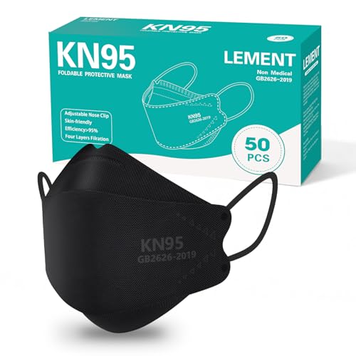 LEMENT KN95 Face Masks,50 Pack Breathable Cup Dust Disposable Masks For Adult,Teenager