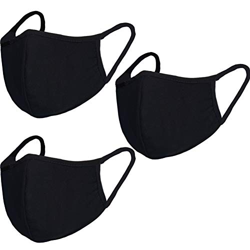 Pack 3 Dust Mouth Mask - All Cotton - Reusable Cloth Comfy Breathable Material Black Pack 3pcs