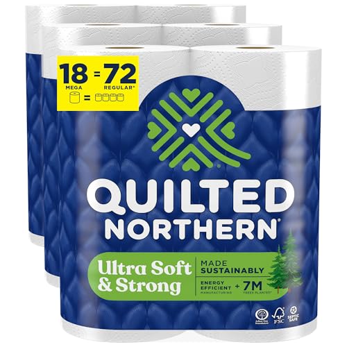 Quilted Northern Ultra Soft & Strong Toilet Paper, 18 Mega Rolls = 72 Regular Rolls, 5X Stronger*, Premium Soft Toilet Tissue