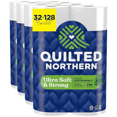 Quilted Northern Ultra Soft & Strong Toilet Paper, 32 Mega Rolls = 128 Regular Rolls, 5X Stronger*, Premium Soft Toilet Tissue